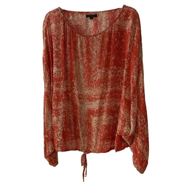 Rachel Zoe Tops - Rachel Zoe Silk Blouse SIZE 8 Sheer Dolman Long Sleeve Abstract Art to Wear
